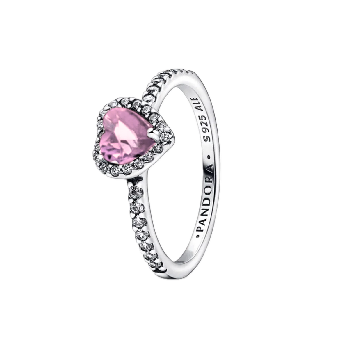 Anillo Corazón Rosa Plateado
