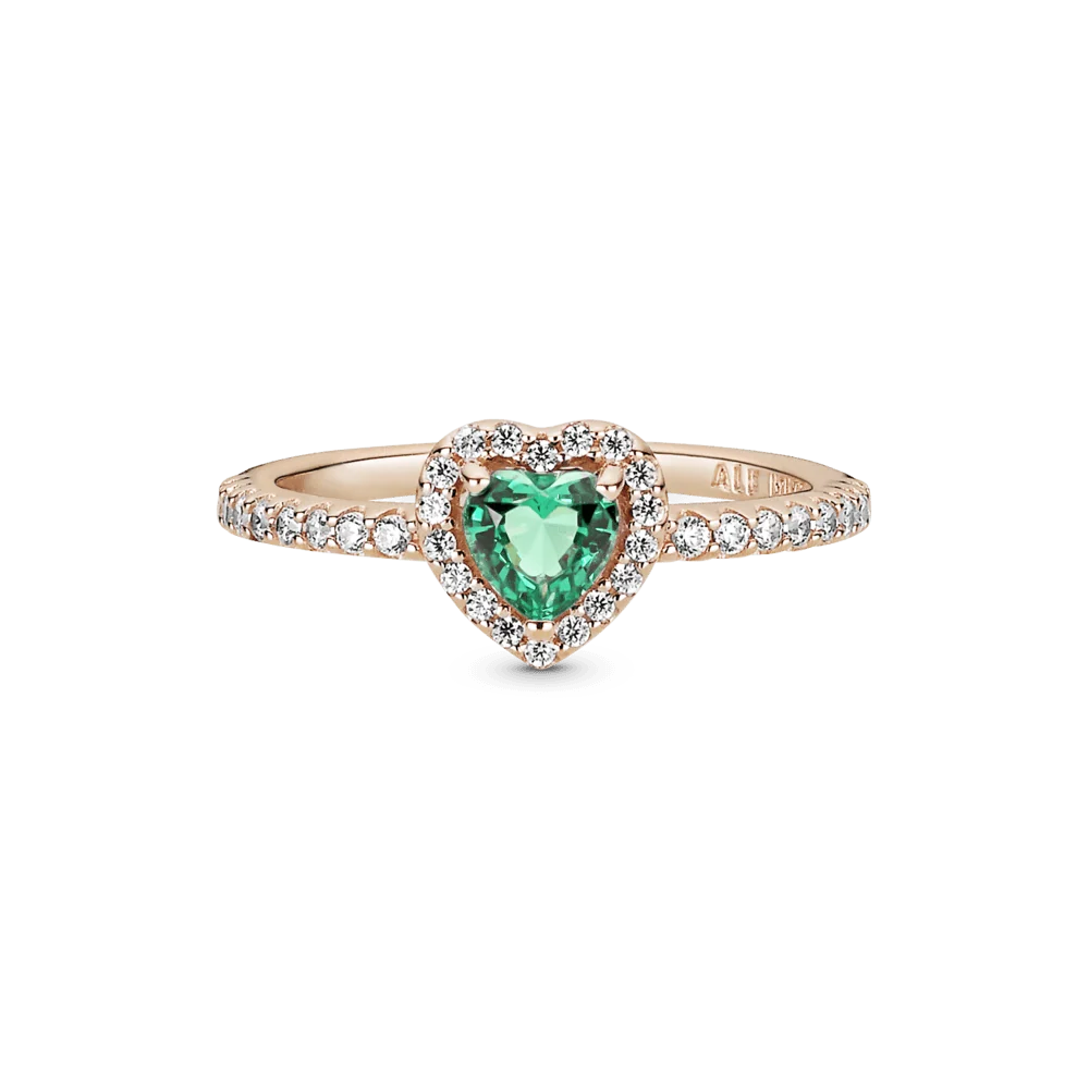 Anillo Corazón Verde dorado