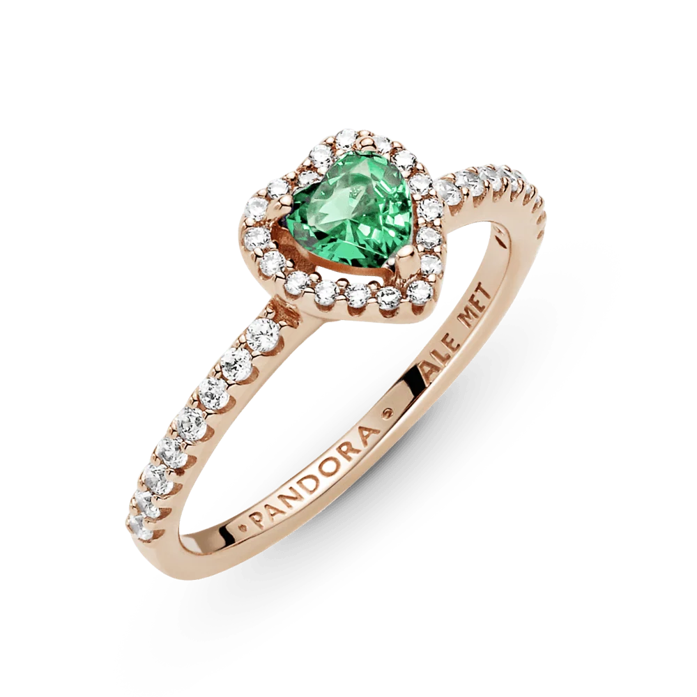 Anillo Corazón Verde dorado