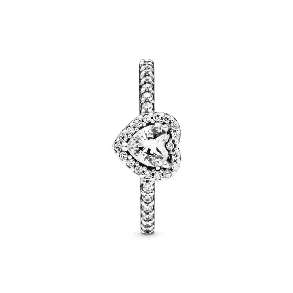 Anillo Corazón Brillante Plateado