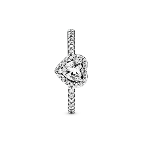 Anillo Corazón Brillante Plateado